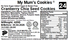 Load image into Gallery viewer, 24. CRANBERRY CHIA SEED COOKIES (NEW - VEGAN, GLUTEN FREE, NO CANE SUGAR ADDED) 420g+-
