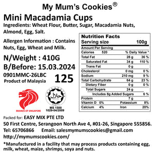 1. MINI MACADAMIA NUTS 澳洲坚果金杯121pcs+-410g+-