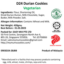 Load image into Gallery viewer, DURIAN COOKIES (VEGETARIAN) 榴莲饼（素）58pcs+-420g+-
